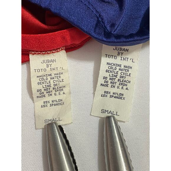Vtg Juban Toto International Bikini Small Red and Blue Low Cut Made in USA - Picture 4 of 7